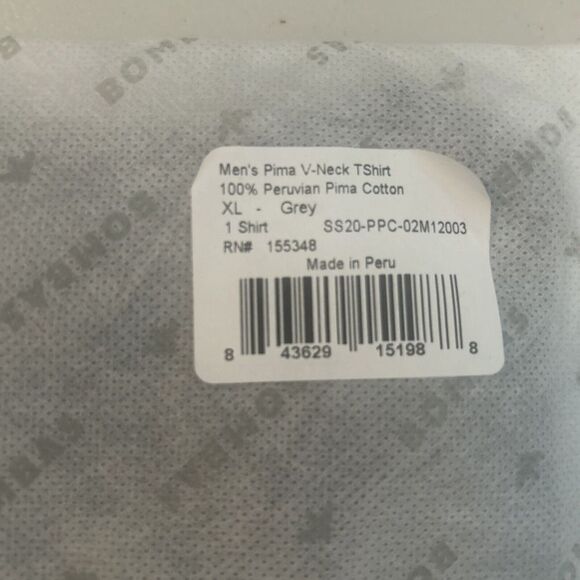 Bombas Shirt Men's XL Gray V Neck Short Sleeve Tee Casual Cotton Lot Of 2 - Picture 2 of 3